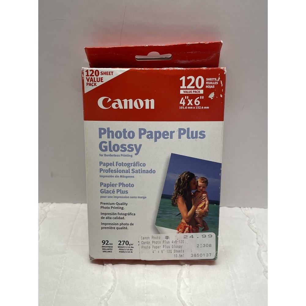 Canon Photo Paper Plus Glossy 120 Sheets 4x6" Borderless Printing NEW IN BOX